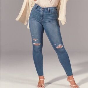 Abercrombie & Fitch Light Blue Ripped Skinny Jeans